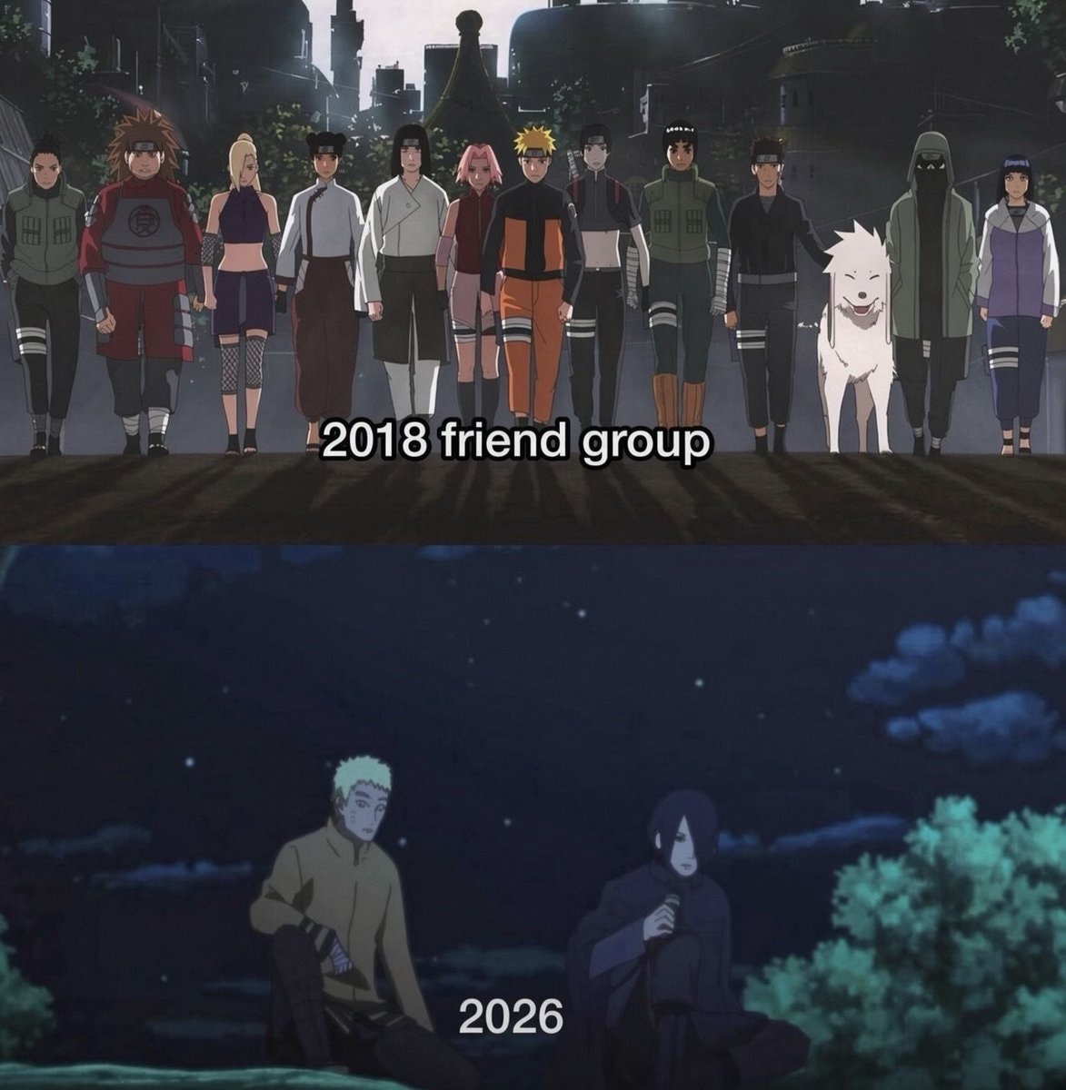 Naruto 2018 friend group vs 2026