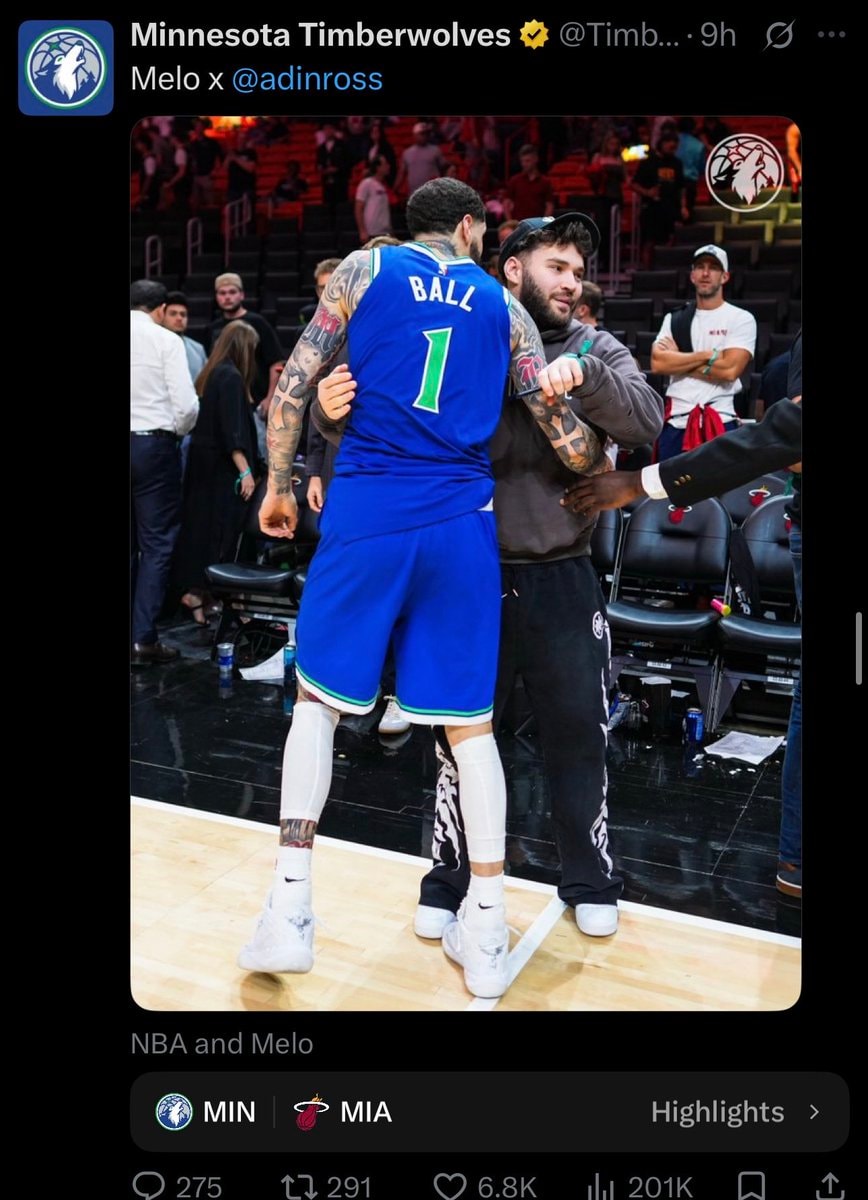 Adin Ross Minnesota Timberwolves recognition