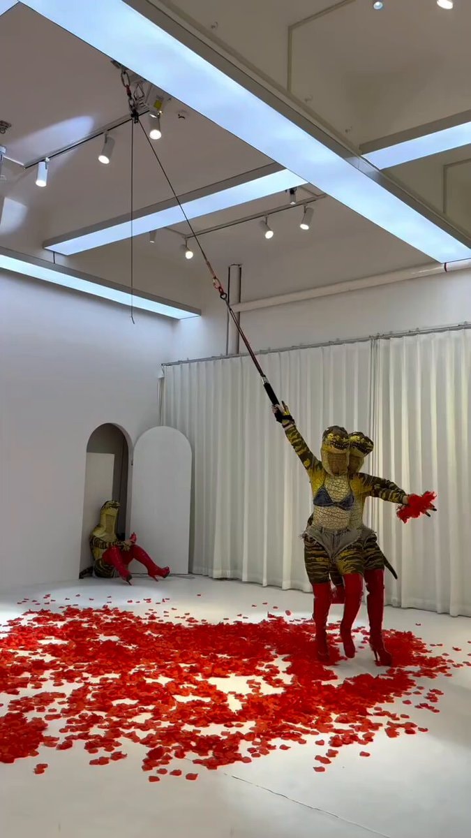 Dinosaur costume performance