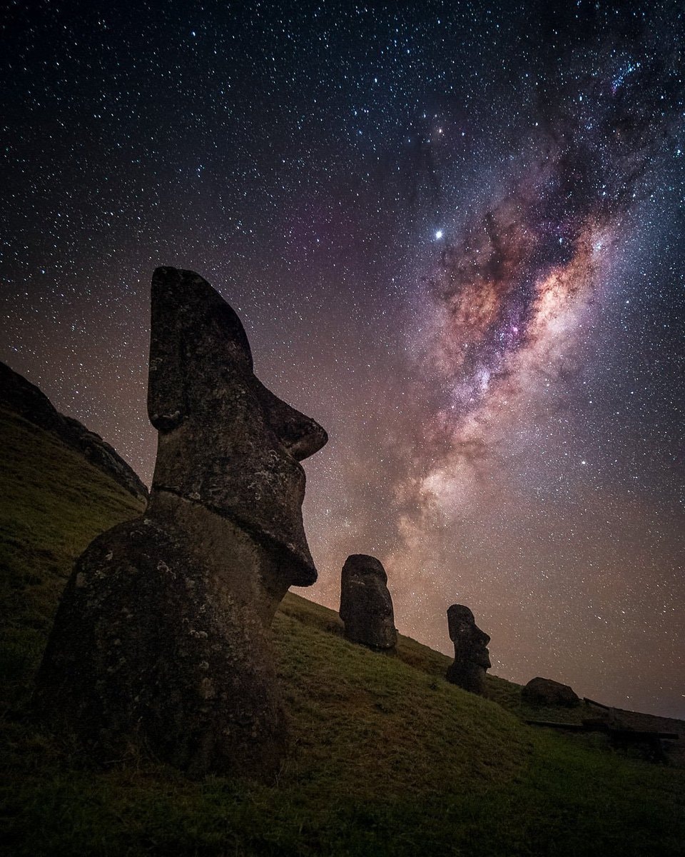 Milky Way over Moai Statues Easter Island
