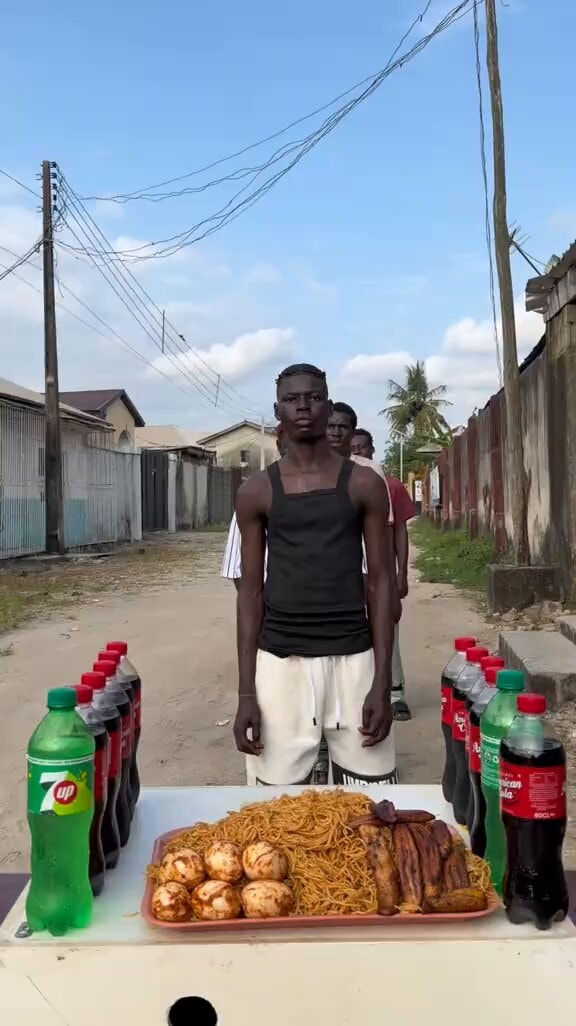 Food line-up with drinks
