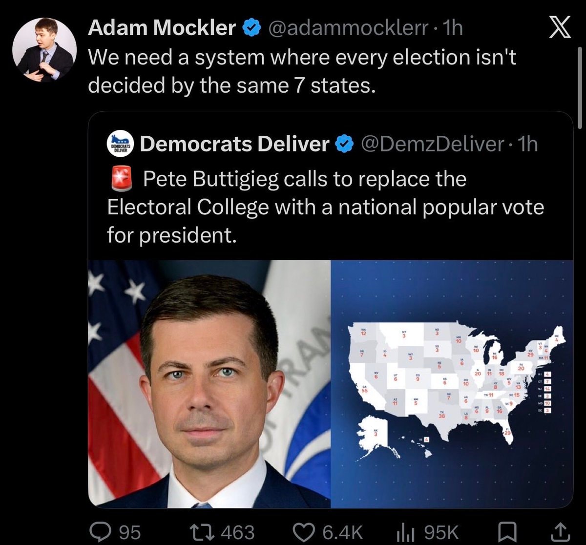 Pete Buttigieg electoral college popular vote