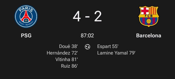 PSG vs Barcelona score