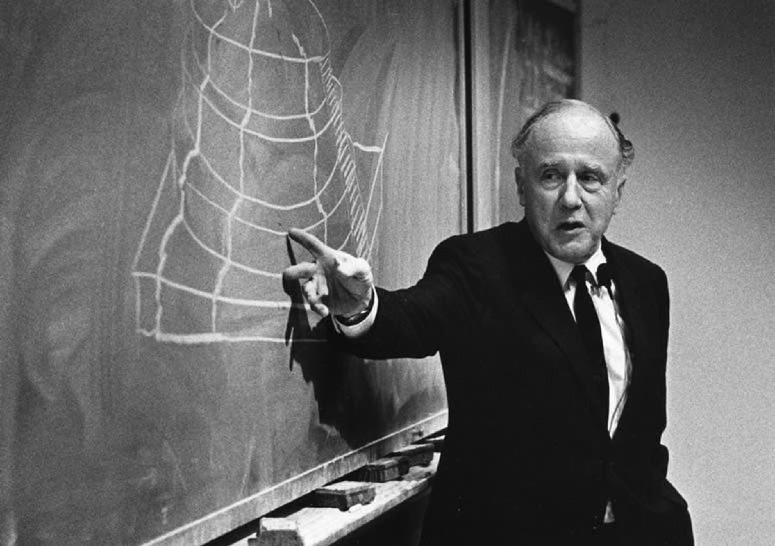 John Archibald Wheeler teaching at chalkboard