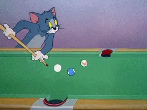Tom playing pool reaction