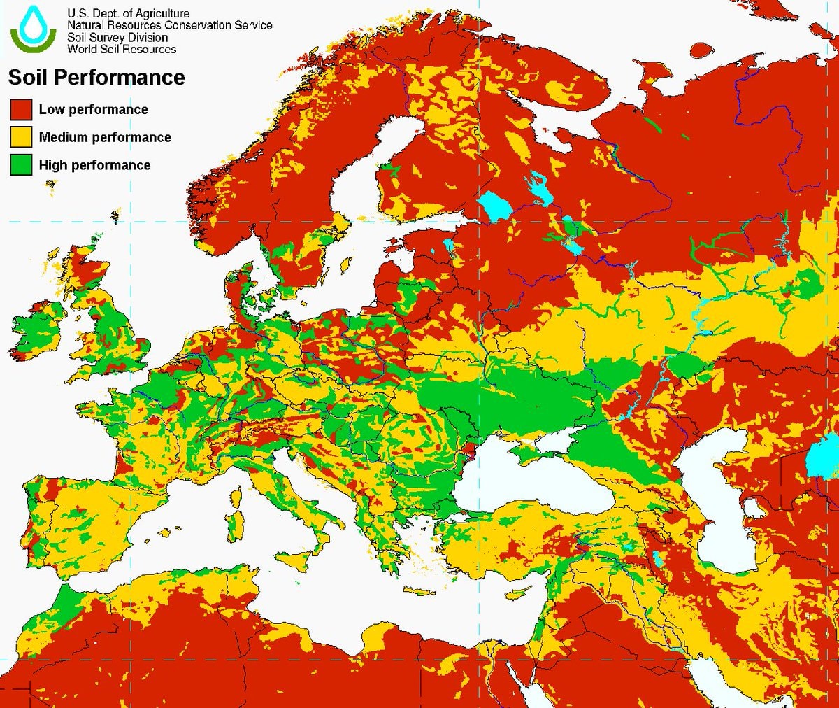 Europe soil performance map