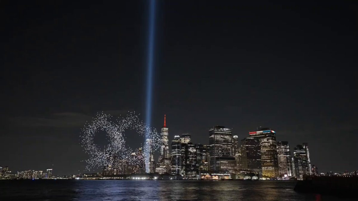 Drones show Twin Towers NYC