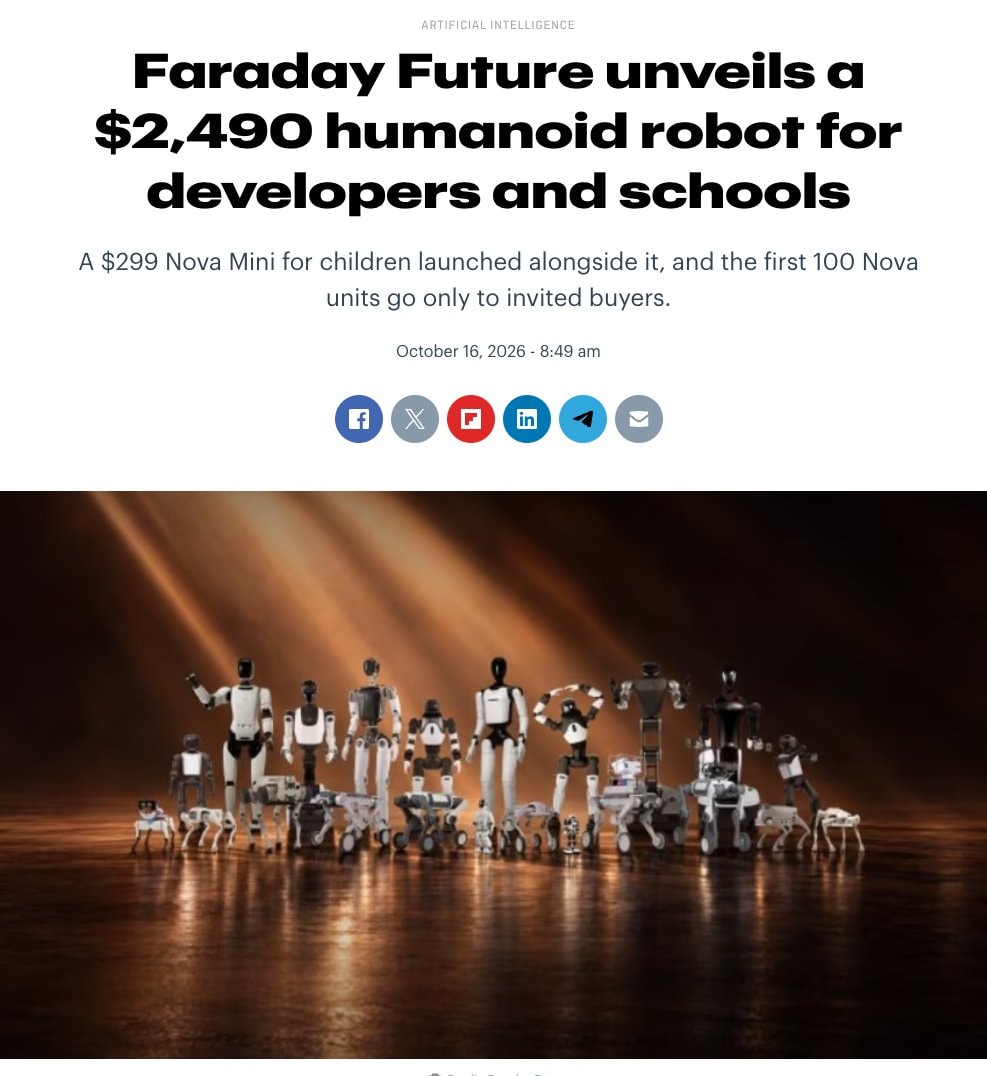 Faraday Future FF Nova robot lineup