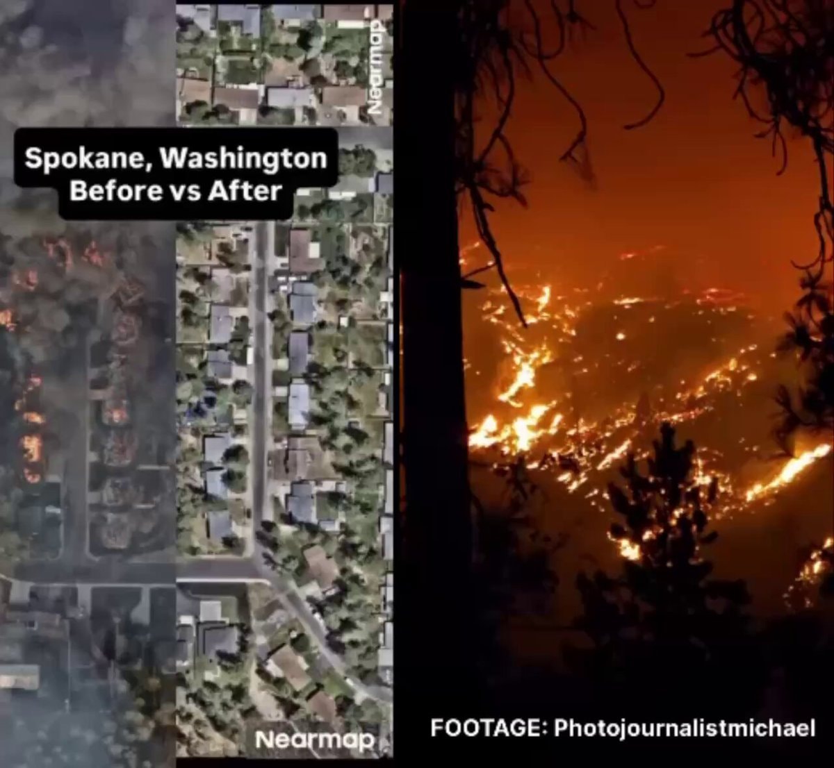 Spokane wildfires before and after aerial footage Spokane wildfires before and after aerial footage