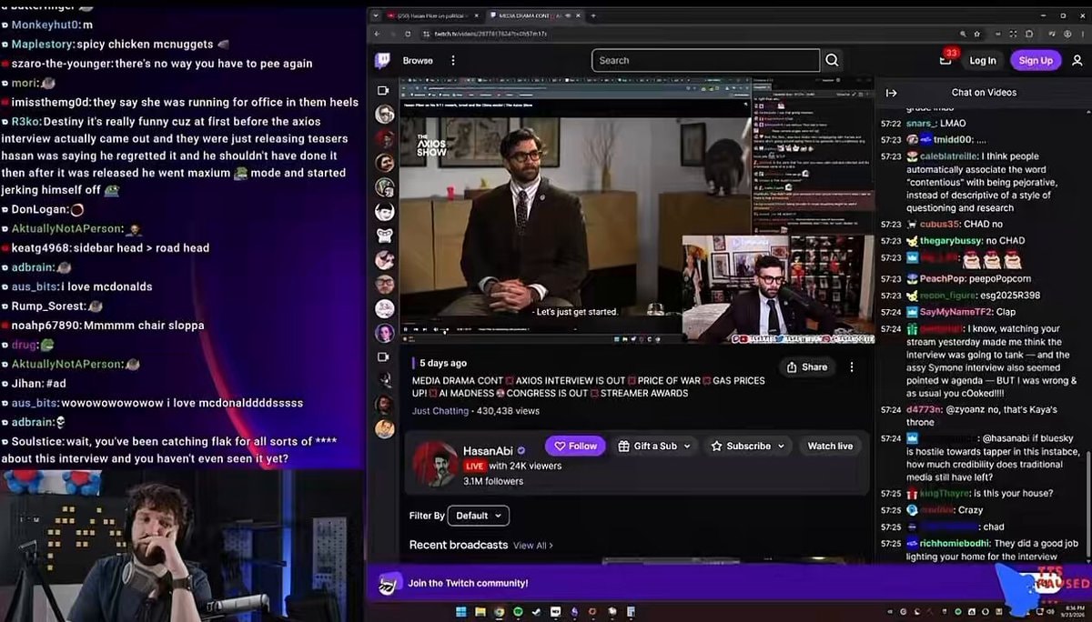 HasanAbi Axios Interview Destiny Reaction HasanAbi Axios Interview Destiny Reaction