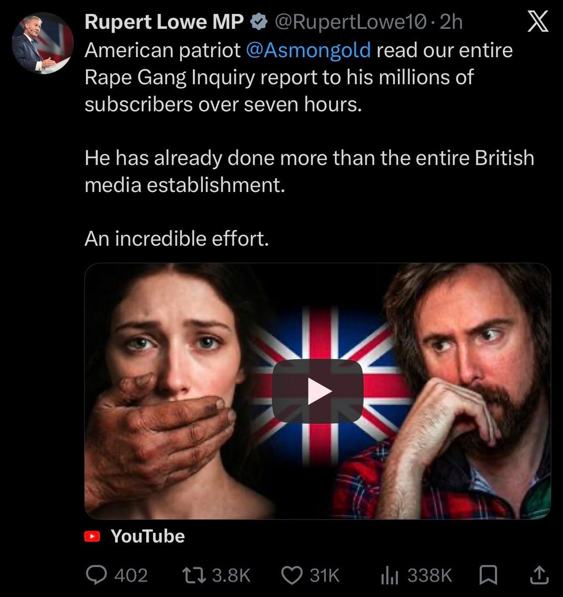 Rupert Lowe shouts out Asmongold