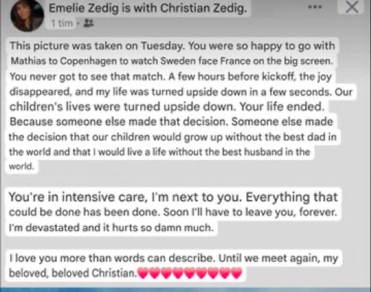 Emelie Zedig tribute to Christian Zedig