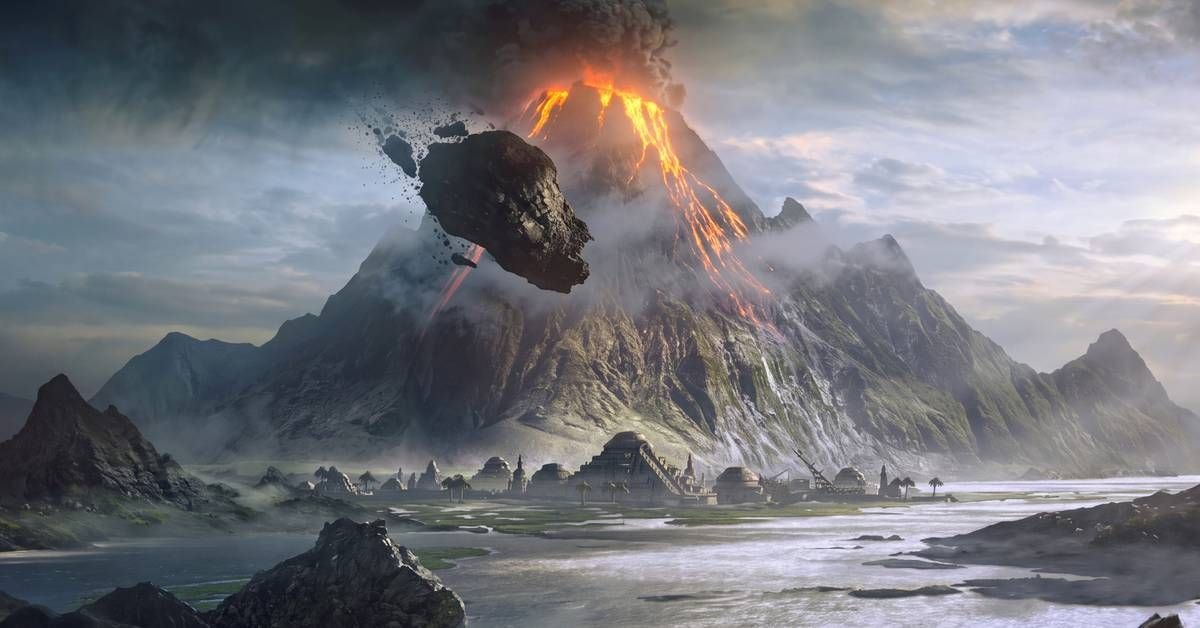 Volcano eruption scene Volcano eruption scene