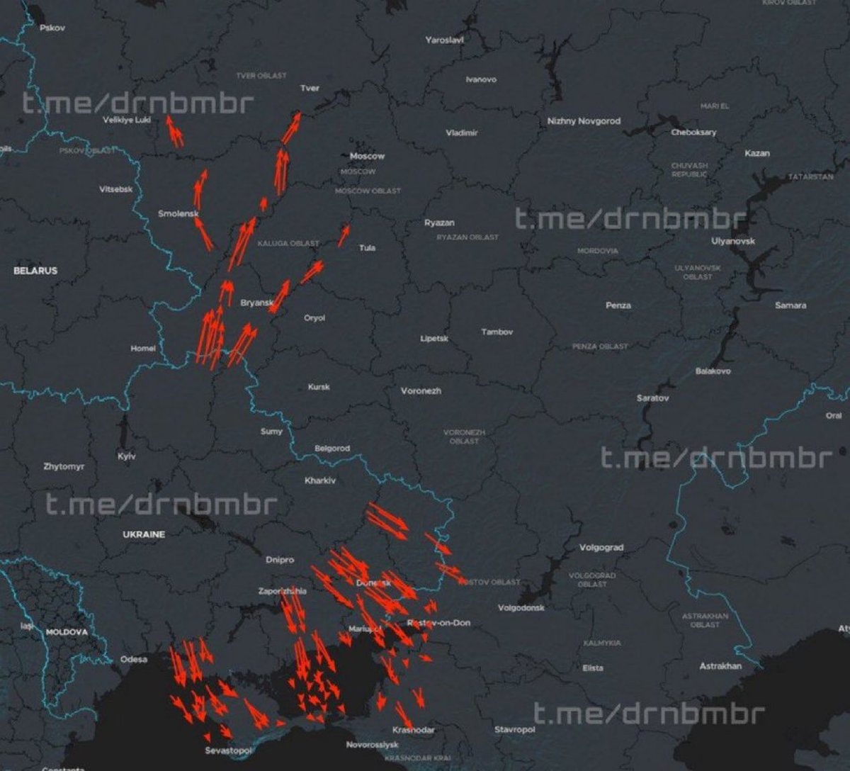 Ukraine drone attack map
