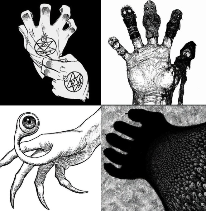 dark gothic hand illustrations
