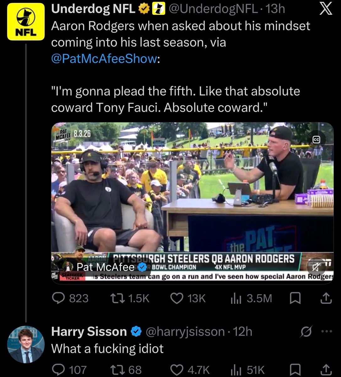 Harry Sisson calls Aaron Rodgers idiot
