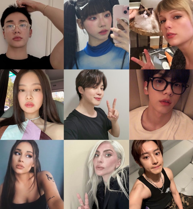 K-pop bias selfie grid