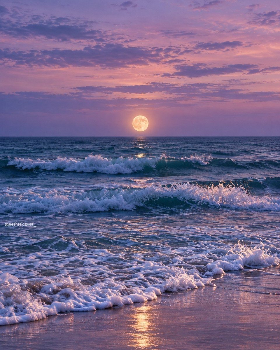serene ocean moon
