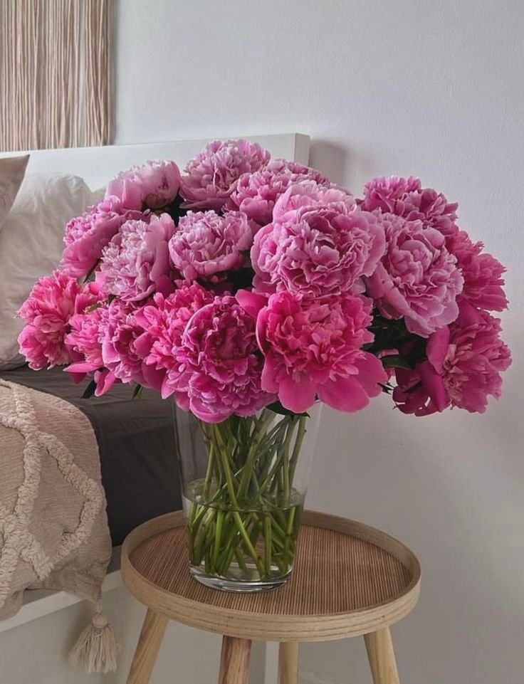 pink peonies in a glass vase (photo 4 of 4)