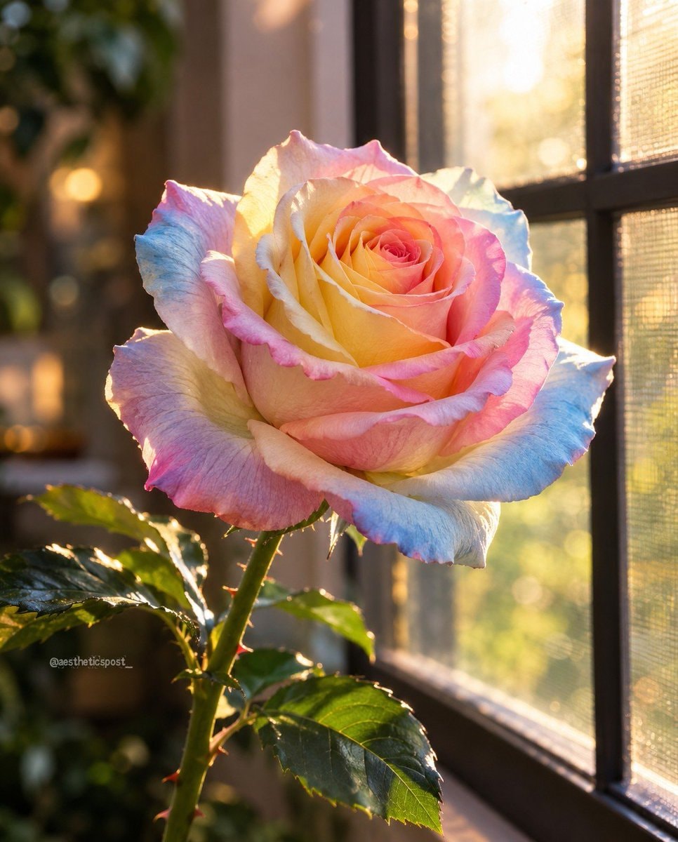 multi-colored rose bloom