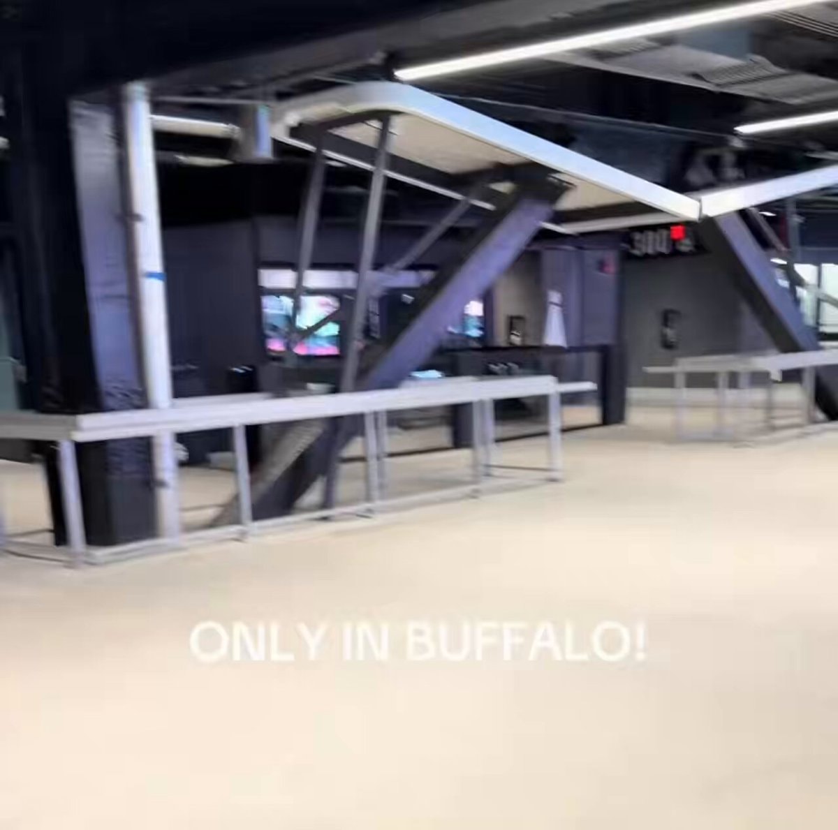 Buffalo Bills broken folding table stadium detail