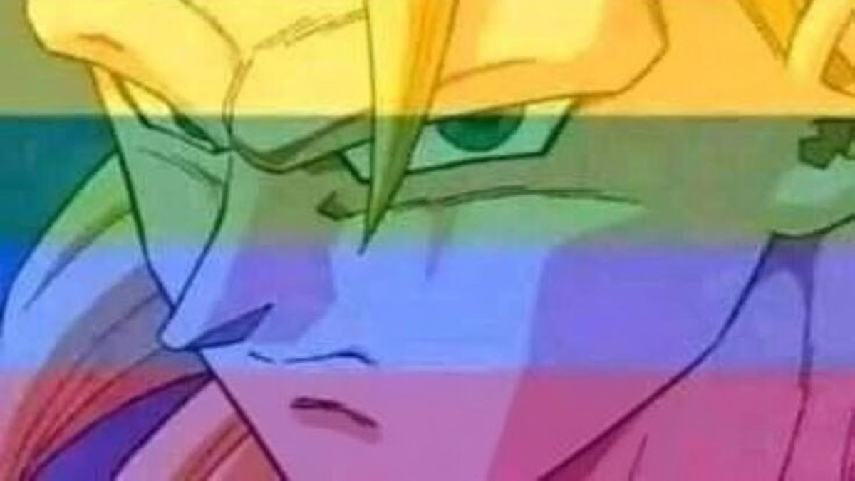 Anime character with rainbow overlay