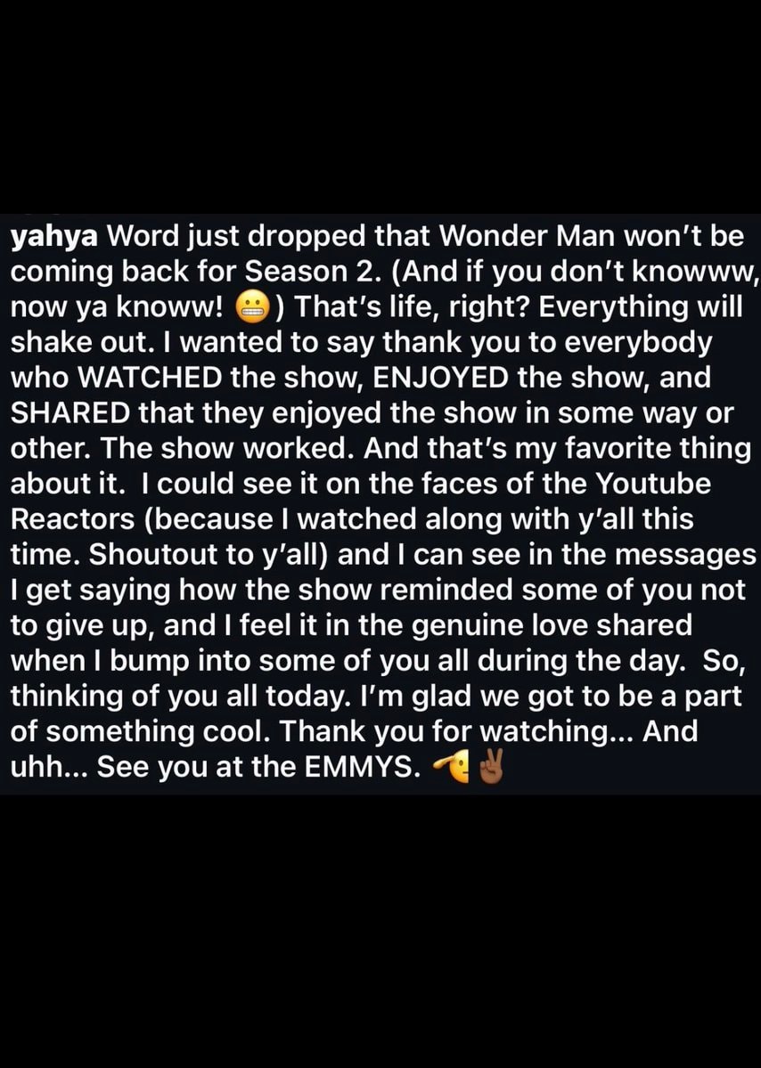 Yahya Abdul-Mateen II on WONDER MAN cancellation (photo 2 of 2)