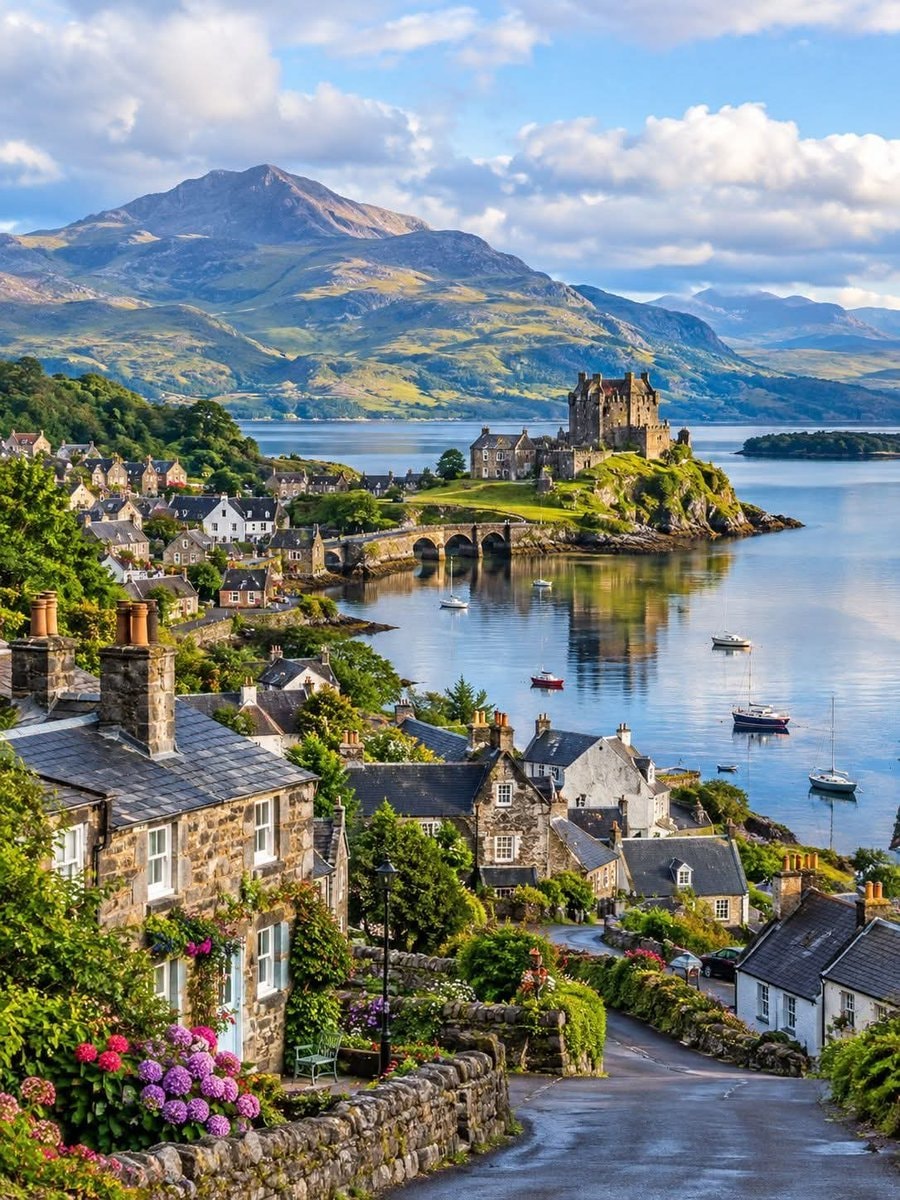 Scotland village castle view