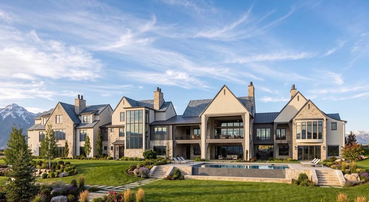 modern mansion with pool