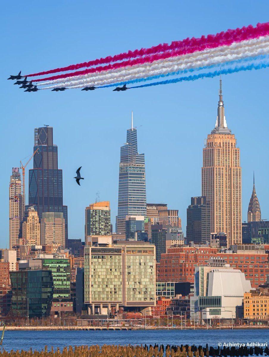 Jet flyover Manhattan New York