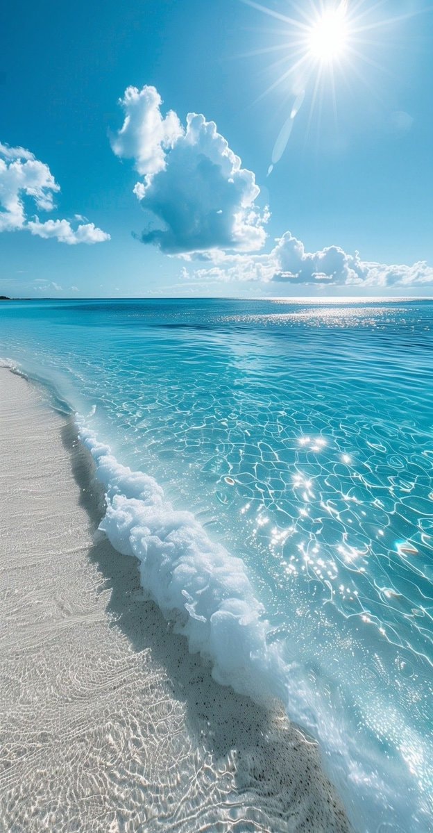 Serene beach scene turquoise water