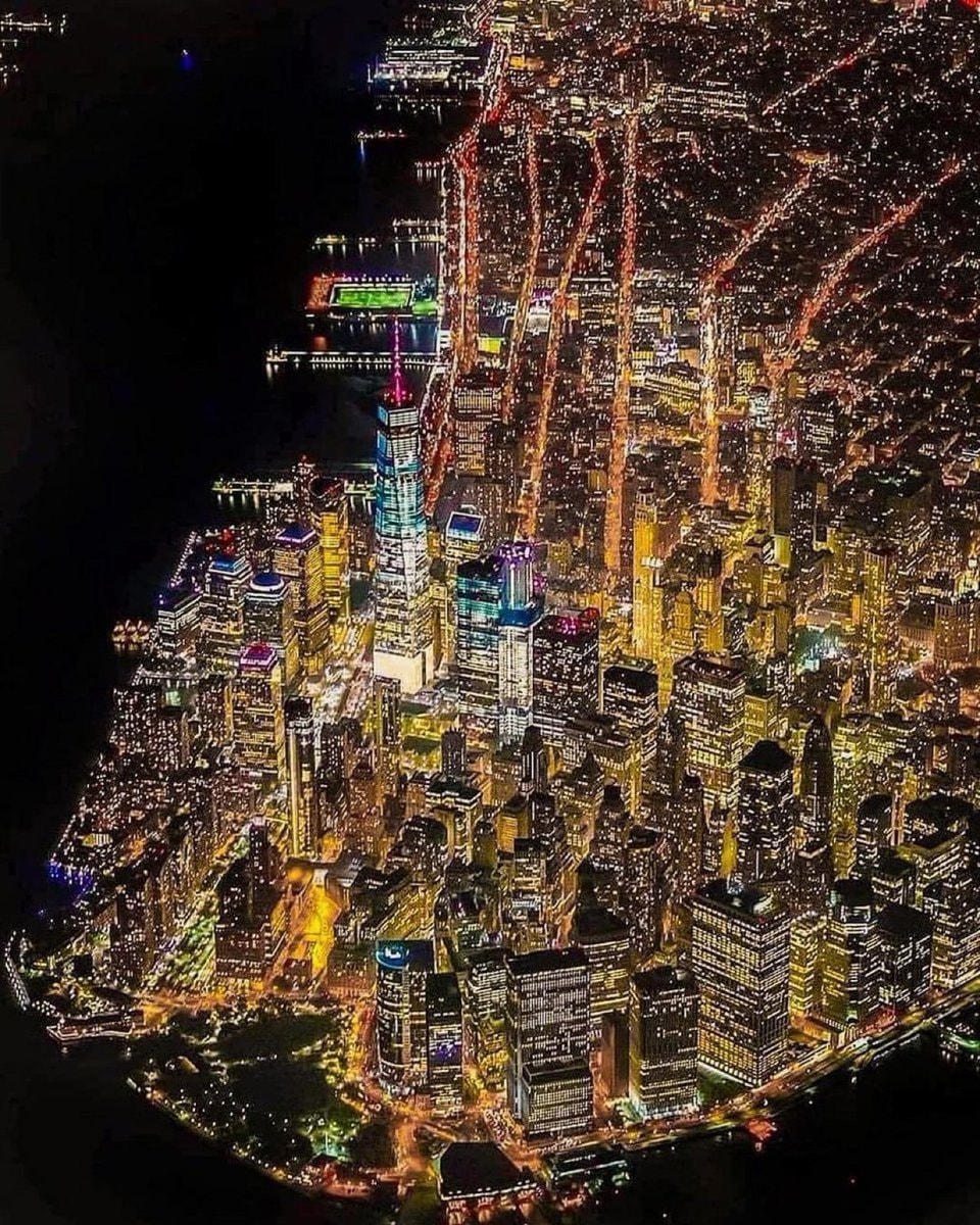 New York City aerial night view New York City aerial night view