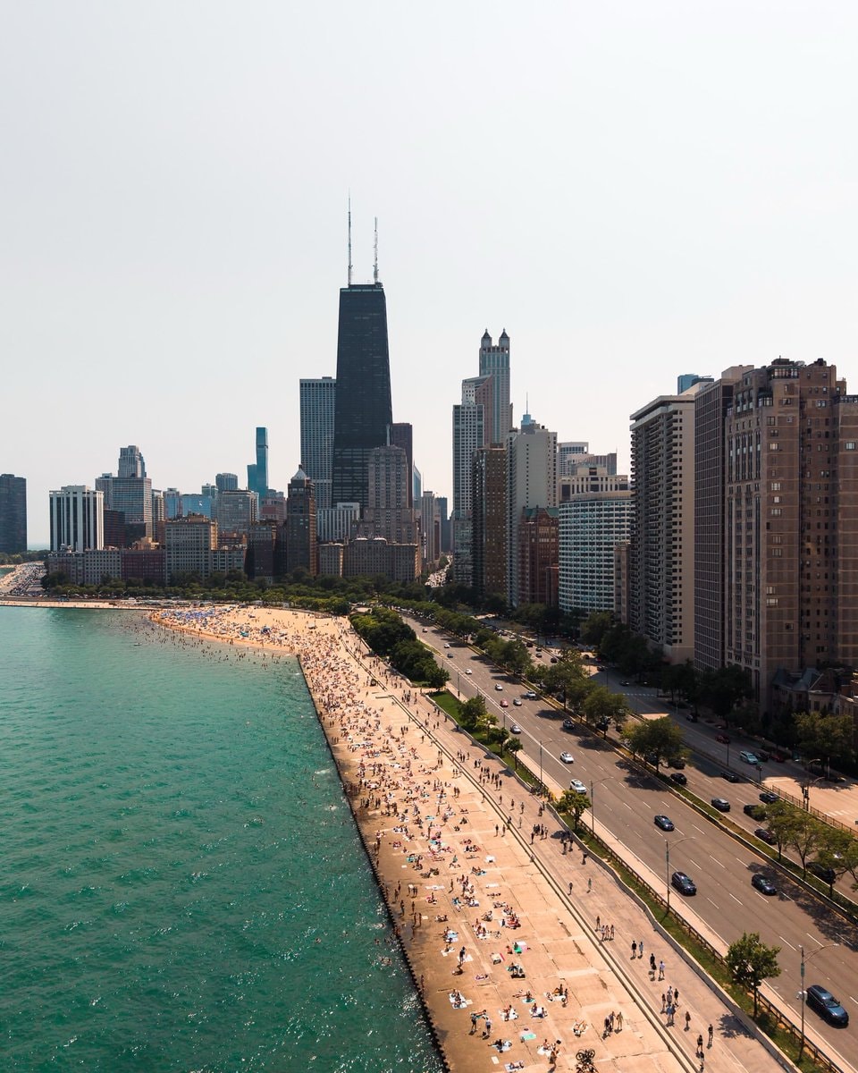 Chicago beach with John Hancock Center Chicago beach with John Hancock Center