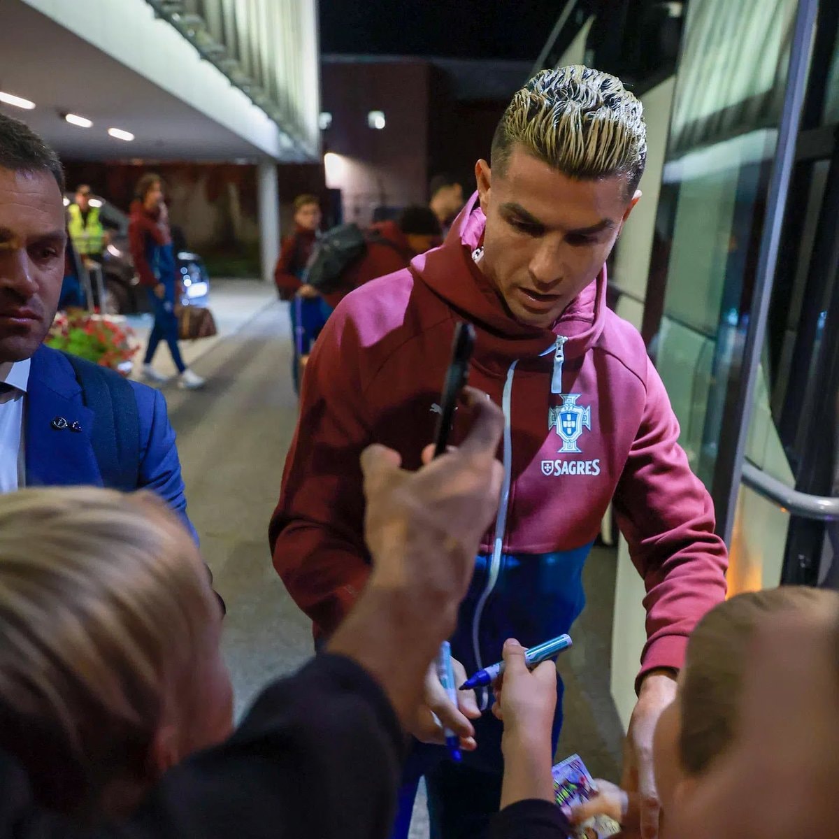 Cristiano Ronaldo signing autographs
