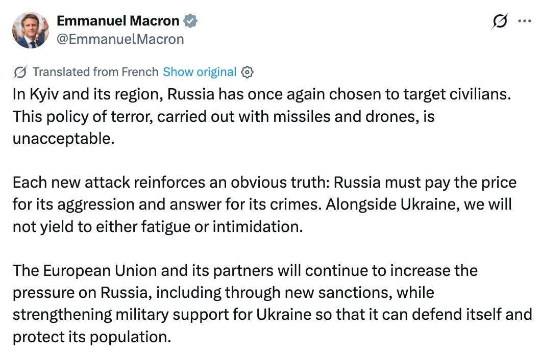Macron on Kyiv civilian attacks
