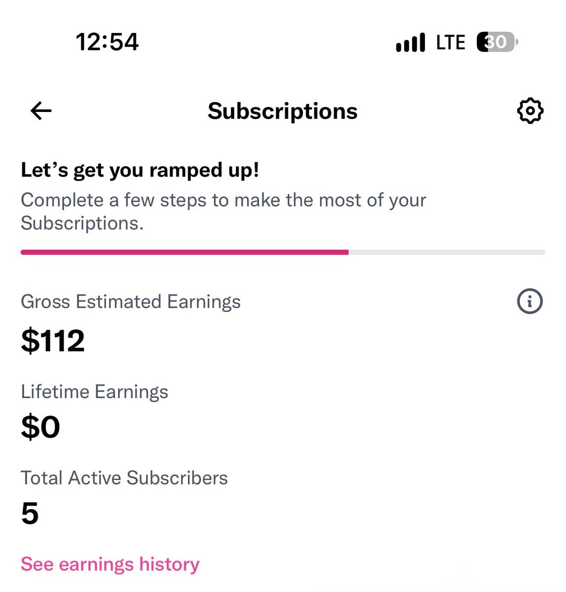 subscription earnings screen