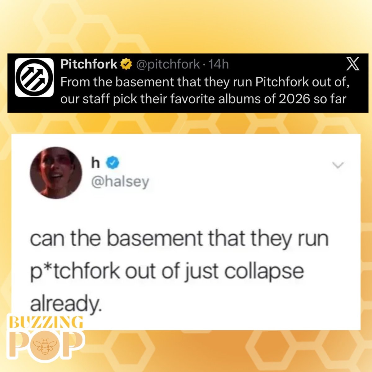 Pitchfork references Halsey basement jab (photo 2 of 2)