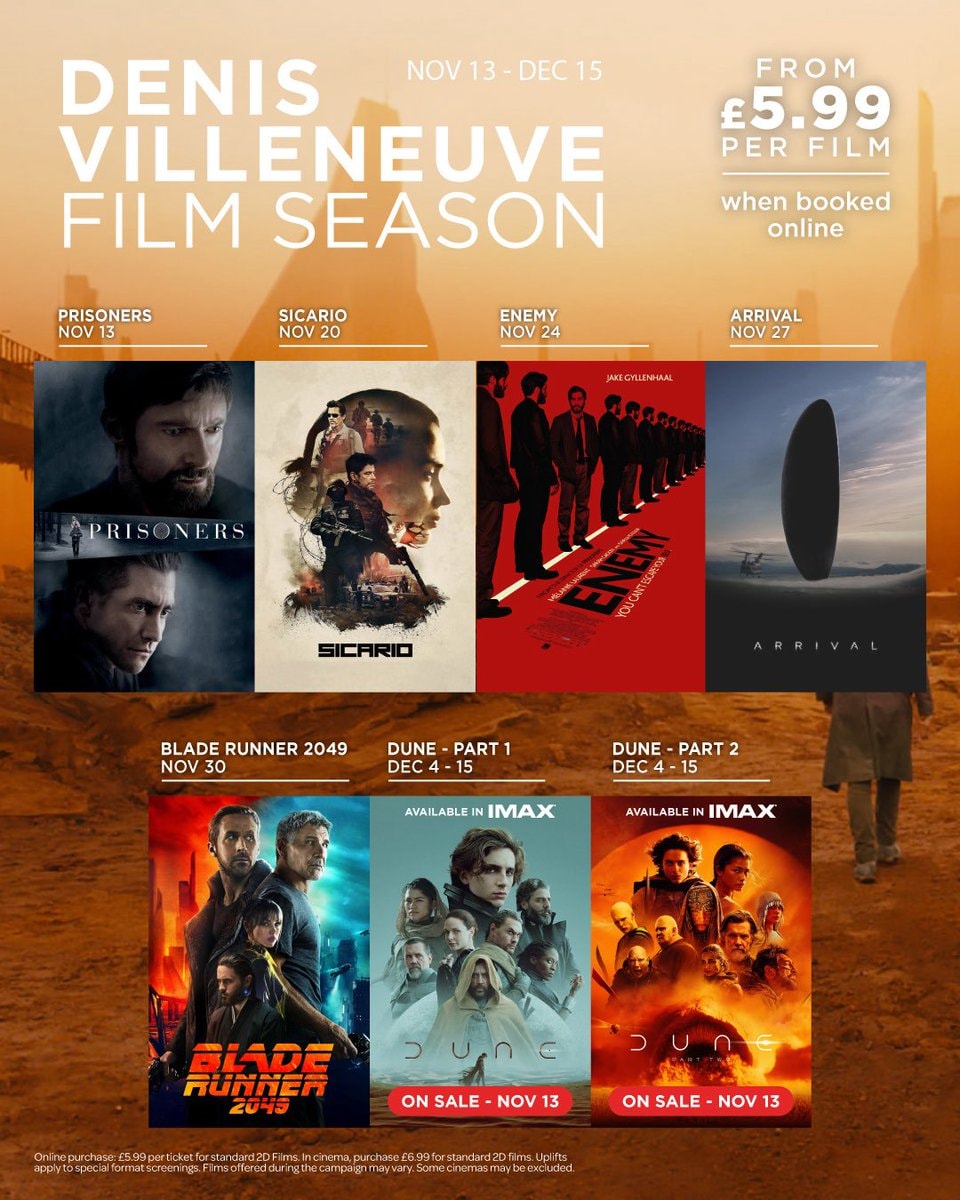 Denis Villeneuve Film Season at Cineworld