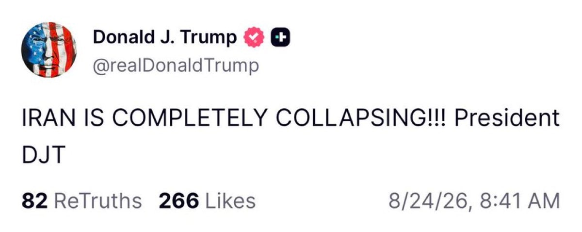 Trump says Iran collapsing