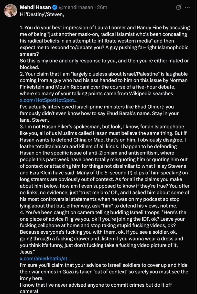 Mehdi Hasan responds to Destiny (photo 1 of 3)