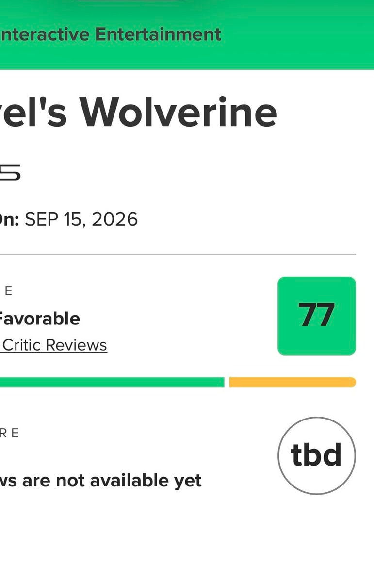 WOLVERINE Insomniac Metacritic score (photo 2 of 2)
