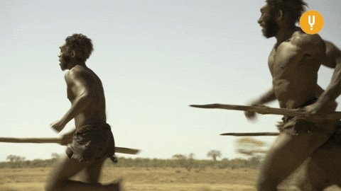 two men running with spears GIF