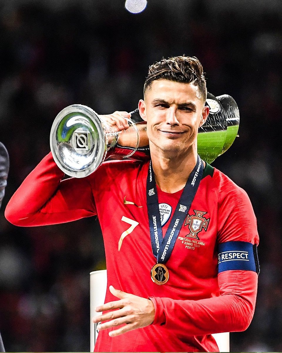 Cristiano Ronaldo holding trophy