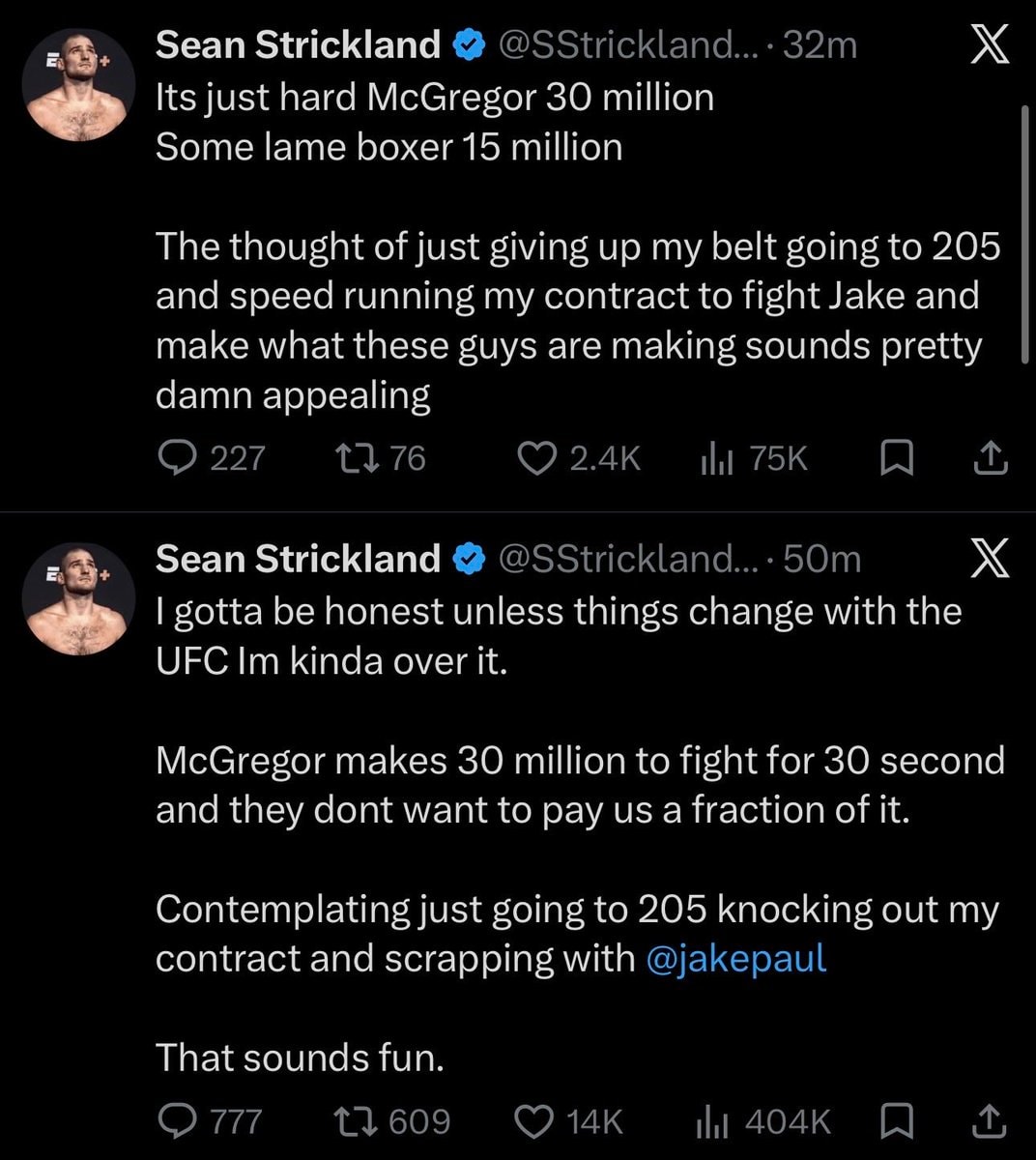 Sean Strickland UFC Jake Paul 205