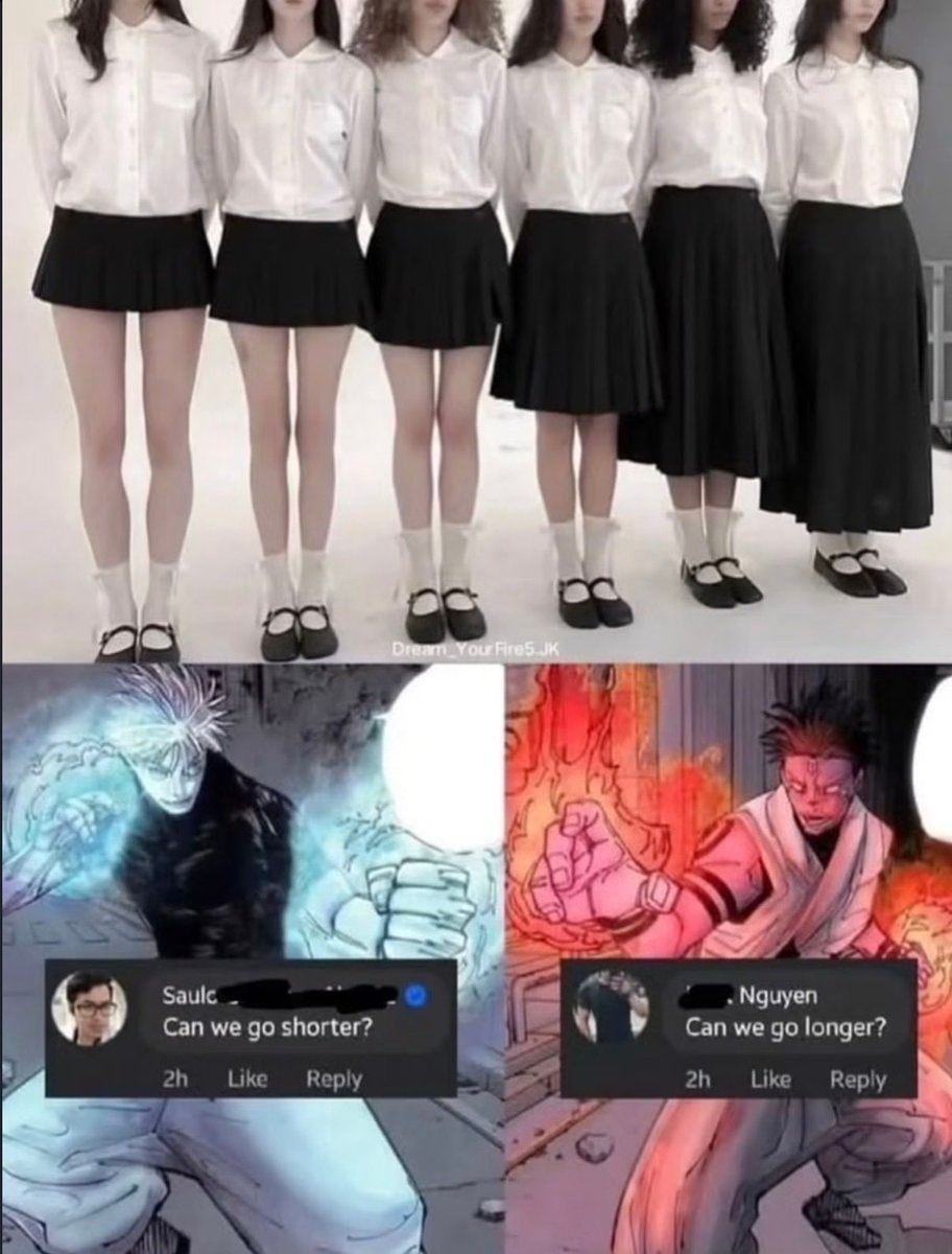 Skirt length meme reaction