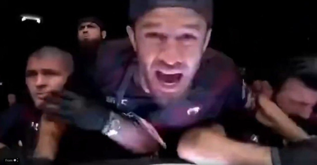 screaming man focused group