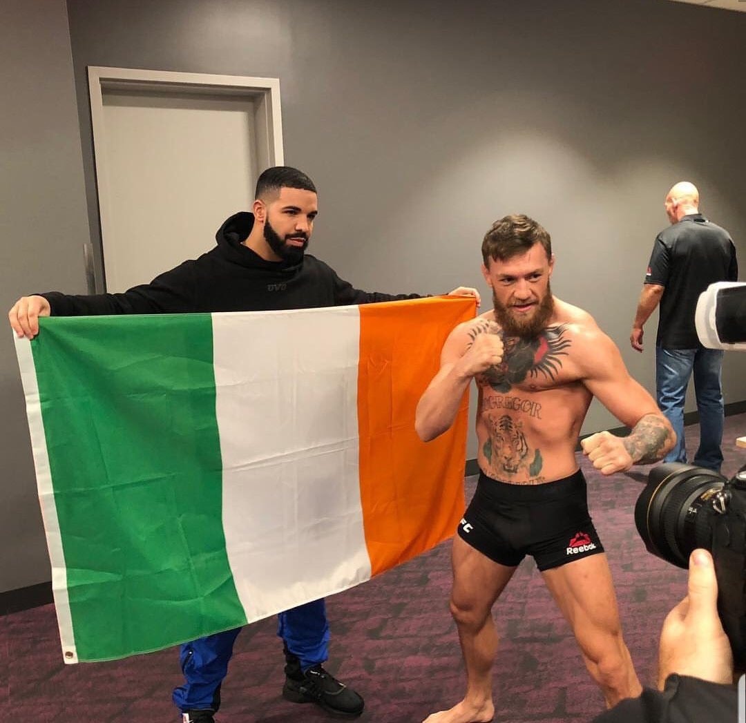 Drake and Conor McGregor with Irish flag