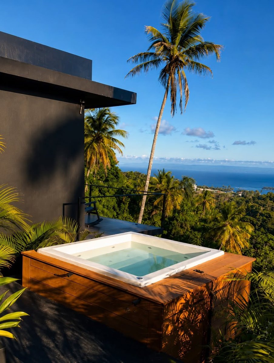 Hot tub with ocean view