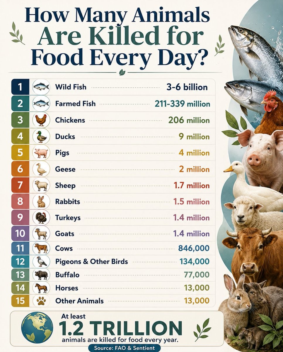 Daily animal slaughter stats by FAO & Sentient