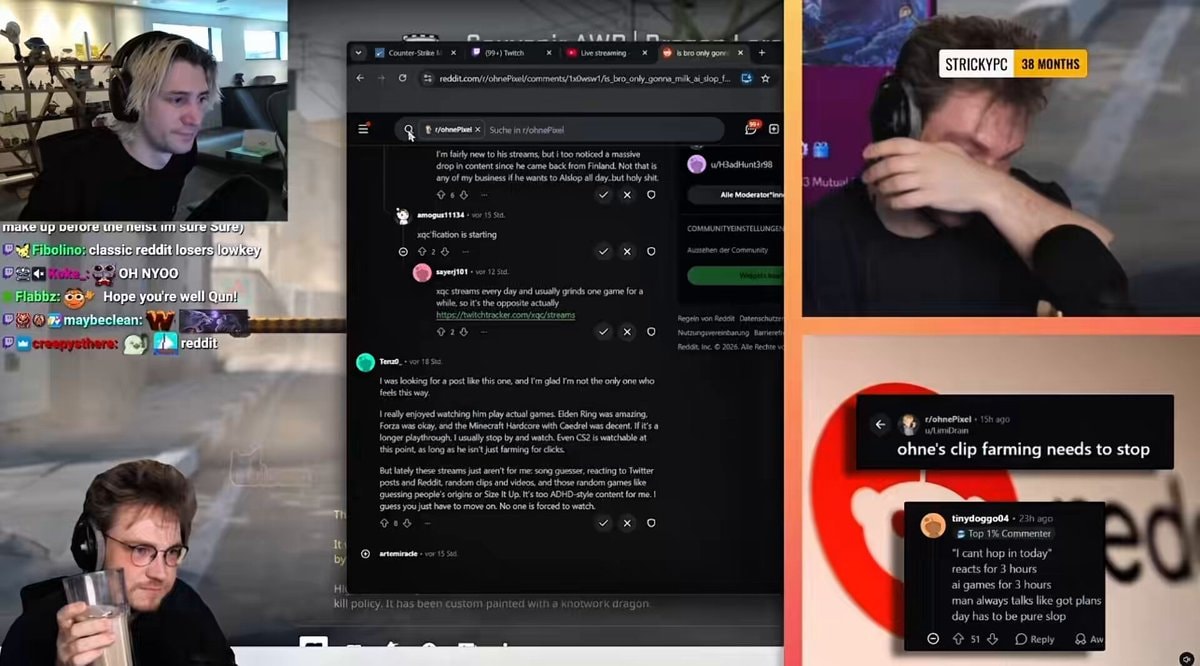 xQc defends ohnePixel against Reddit complaints